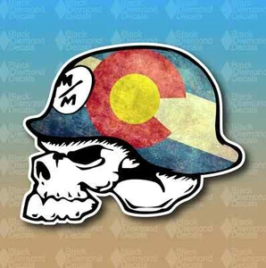 Skull Helmet Motocross Colorado State Flag 3" Custom Vinyl Decal Sticker JDM - Picture 1 of 1