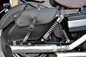 RIGHT SIDE LEATHER SADDLEBAG FOR DYNA WIDE GLIDE LOW RIDER FAT BOB STREET BOB - Picture 1 of 12