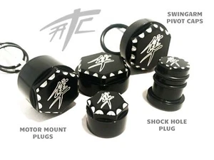 HAYABUSA BLACK DIAMOND CUT KANJI ENGRAVED FRAME PLUG KIT 2008 SUZUKI HAYABUSA - Picture 1 of 10