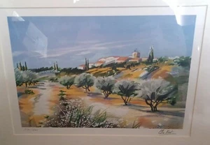 Wunderbarer Druck ""Das Dorf auf einem Hügel"" Frankreich Lithographie signiert nummerierte Festung - Bild 1 von 7