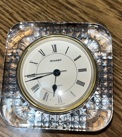 Staiger Quartz Lead Crystal Clock West Germany Movement - Crystal Made in France Cover