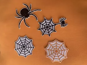 4 Spider And Web Patches Bulk Embroidered Iron On Applique Halloween Spiderman - Picture 1 of 11
