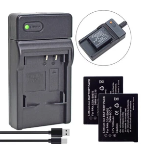 2 x Battery +Charger for Panasonic CGA-S007 - DMC-TZ11 DMC-TZ15 DMC-TZ50 DMC-TZ5 - Picture 1 of 11
