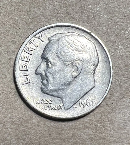 1967 P Roosevelt Dime Off Center Double Strike Mint Error Coin Rare Cover