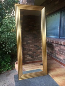 Impressive Aged Gold Mirror with a Bold Chunky Wave Timber Frame 2Mx85cm - Picture 1 of 5