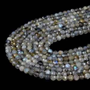 Natural Labradorite Gemstone A Micro Faceted Round 2MM 3MM 4MM Loose Beads (P11) - Picture 1 of 3