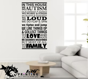 Autism Family Fun Wall Stickers Quotes Wall Art Stickers Bedroom kitchen
