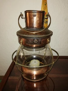 Old Vintage Copper Brass & Bubble Shaped Glass Lantern Hong Kong - Picture 1 of 5