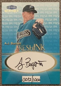 1999 Fleer Mystique Aj Burnett Marlins Rookie Auto #12/1000 - Bild 1 von 2