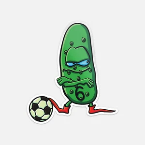 Lustige Cartoon Gurke Fußballspieler Vinyl Aufkleber Abziehbild - Bild 1 von 1