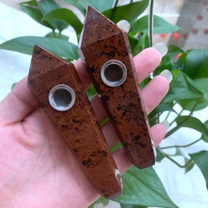 Chakra curativo varita punta pipa para fumar cristal obsidiana rojo natural 2 piezas - Imagen 1 de 12