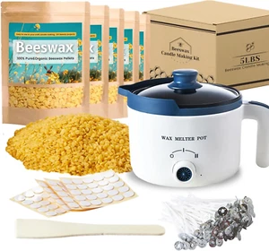 Bienenwachskerzenherstellungsset mit elektrischem Wachsschmelzer für Erwachsene, 5 Pfund Bienenwachs für - Bild 1 von 12