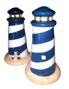 Nautical Lighthouse Ceramic Salt & Pepper Shaker Set - FAST SHIP - Picture 1 of 5