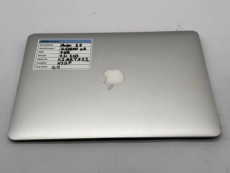 Apple MacBookAir7, A1466, i5-5250U CPU @ 1.60GHz, 8GB, 251GB SSD, No Charger/OS - Image 1 of 4