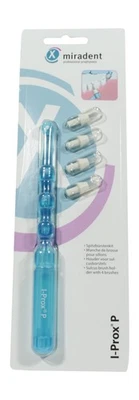 Miradent I Prox P in blau mit 4 Einbüschelbürsten - KFO Kinder Handzahnbürste