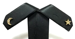 (MA3) kleine Ohrstecker Damen 10 Karat Gelbgold 0,7 Gramm CZ "Mond & Stern" - Bild 1 von 3