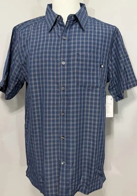 NEW Marmot Eldridge Blue Gray Plaid Short Sleeve Shirt Men's Size L Large - Image 1 of 3