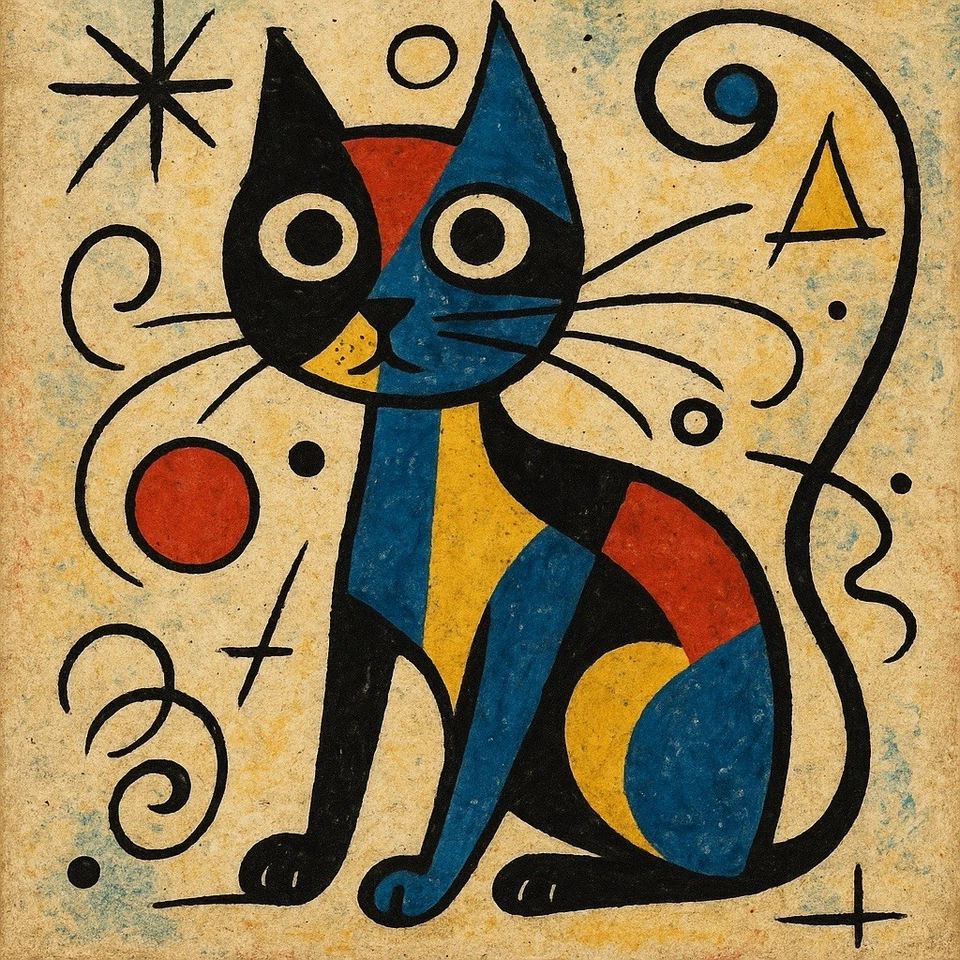 Joan Miro Katze  Gemälde Kunstdruck Kunst Art - Bild 1 von 1