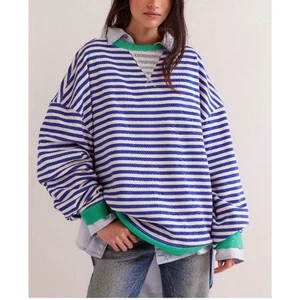 NUEVA SUDADERA OVERSIZE WE THE FREE BY FP CLÁSICA A RAYAS SAND DOLLAR PEQUEÑA - Imagen 1 de 8