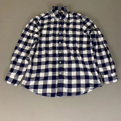 Camisa de franela Club Room para mujer grande con botones manga larga azul blanco a cuadros Foto 1 de 4