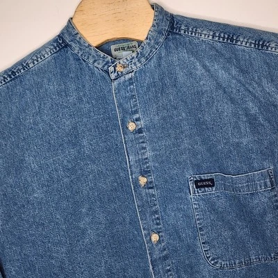 Vintage 1990s Guess Jeans  Long Sleeve Denim Button Down Shirt MADE IN USA XL - Image 1 of 4