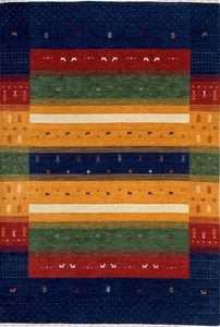 Beautiful Gabbeh Navy Handmade Wool Rug - Picture 1 of 6