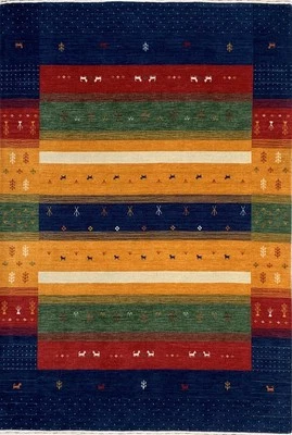 Beautiful Gabbeh Navy Handmade Wool Rug - Image 1 of 4