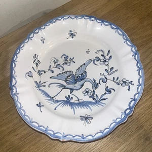 Petite Assiette Lallier À Moustiers Décor Bleu Oiseau Grue Échassier  Ø 17 cm - Bild 1 von 6