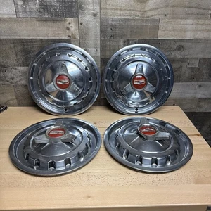 1957 Chevrolet Car (Bel Air) 14” Wheel Covers with Spinners - Set of 4 Need Work - Picture 1 of 24