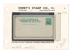 Scott UX7 Unused Hawaii Overprint Postcard, 3c Blue Green - Picture 1 of 2