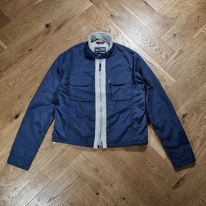 90er Armani Vintage Nylon Jacke Harrington Bomber blau glänzend leicht Gr. M - Bild 1 von 20