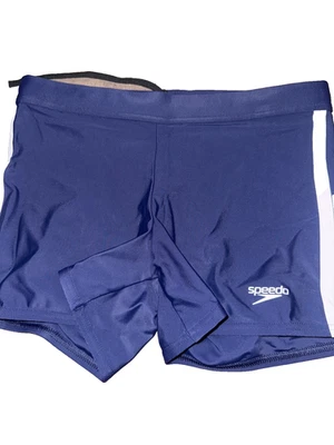 Bañador Speedo Para Hombre Pierna Cuadrada Empalme Azul Marino/Blanco Mediano Traje de Baño Pantalones Cortos NUEVO Foto 1 de 2