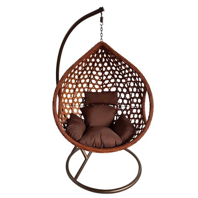 Polyrattan Hängesessel Outdoor Hängestuhl Rattan Gartenstuhl + Sitzkissen Braun - Bild 1 von 2