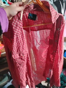 maverick medium snaps shirt long tails kariert rot Polyestermischung Vintage Farm - Bild 1 von 2