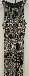 M&Co Ladies Black Brown Patterned Sleeveless Maxi Dress Size 14 BNWT - Picture 1 of 15