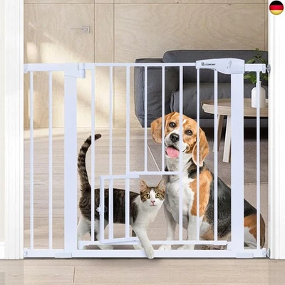 COMOMY Türschutzgitter mit Katzenklappe, 75-103cm Treppenschutzgitter ohne  - Bild 1 von 4