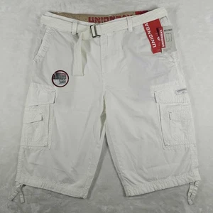 Union Bay Cargo Shorts Men's 38 White 15" Inseam Belted Below Knee Casual NWT - Picture 1 of 9