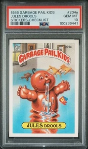 PSA 10 GEM MT 1986 Topps Garbage Pail Kids OS5 #204a JULES DROOLS CHECKLIST  - Picture 1 of 2