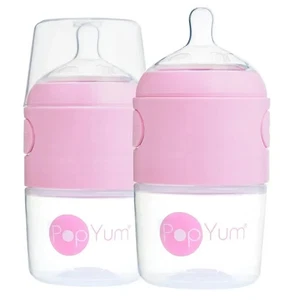 PopYum5 oz Pink Anti-Colic Formula Making Mixing/Dispenser Baby Bottles, 2-Pack - Picture 1 of 5