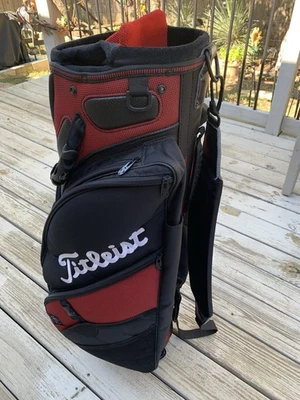 Titleist Golf Mid Size Staff Cart Bag 5-Way Top - Black / Red Polar Zone Nice - Image 1 of 4