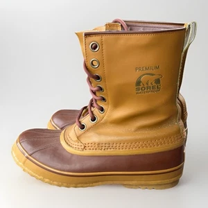 Sorel Premium hellbraun Leder Winter Schnee Stiefel Herren Größe 9 Karibu wasserdicht - Bild 1 von 9