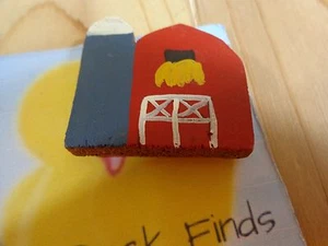 Fridge Magnet RED BARN AND SILO 2" Wood Farm Country - Picture 1 of 2