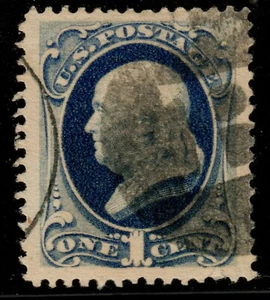 US 182 1879 1c Franklin Dark Ultramarine Used Large Margins F-VF. KP-140 - Picture 1 of 8