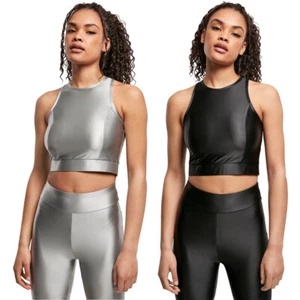Urban Classics Ladies Cropped Shiny Top Tank Top Shirt eng geschnitten - Bild 1 von 17