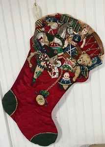 Vintage Jumbo Christmas Stocking “ The Night Before Christmas” 30" X 15” - Picture 1 of 12