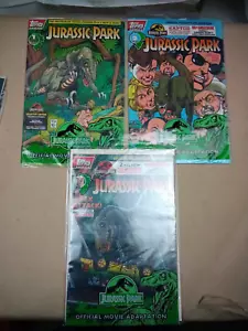 Topps Jurassic Park #1 2 3 Poly Sealed Bag with CARDS George Perez 1993 NM/MT - Picture 1 of 7