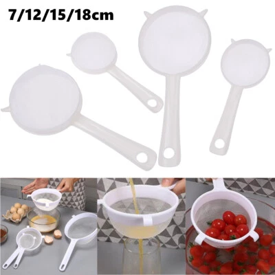 New Kitchen Handheld Plastic Screen Mesh Tea Leaf Strainer Flour Sieve Colander - Image 1 of 4