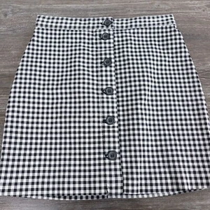 NWT DIVIDED H&M BLACK WHITE CHECK COTTON BLEND SKIRT WOMENS SIZE 4 NEW! - Picture 1 of 7
