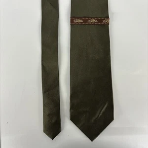 Tasso Ella Spa Mens Necktie Tie Silk Olive Green 3.75 Width Handmade - Picture 1 of 4