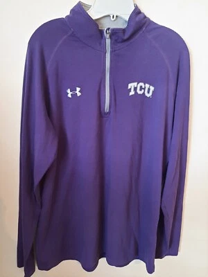 Men's TCU Texas Cristian Univ. Under Armour Loose Purple Long Sleeve LRG--EUC!! - Image 1 of 3